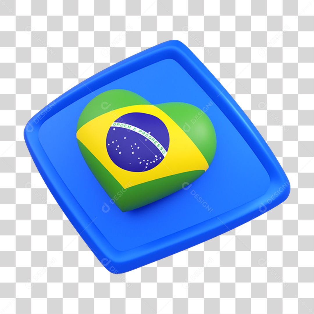 Elemento 3D Placa Bandeira do Brasil PNG Transparente