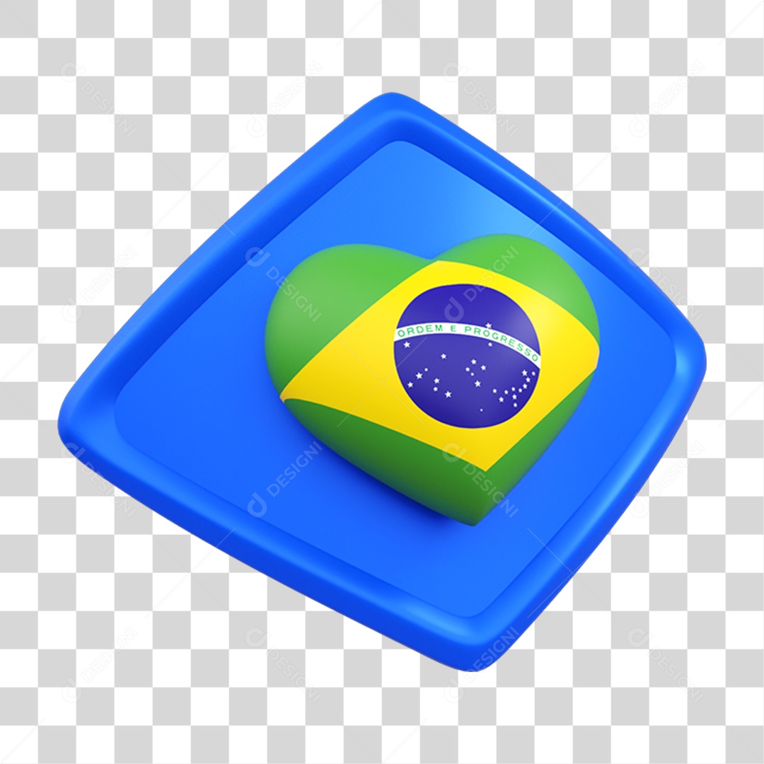 Elemento 3D Placa Bandeira do Brasil PNG Transparente