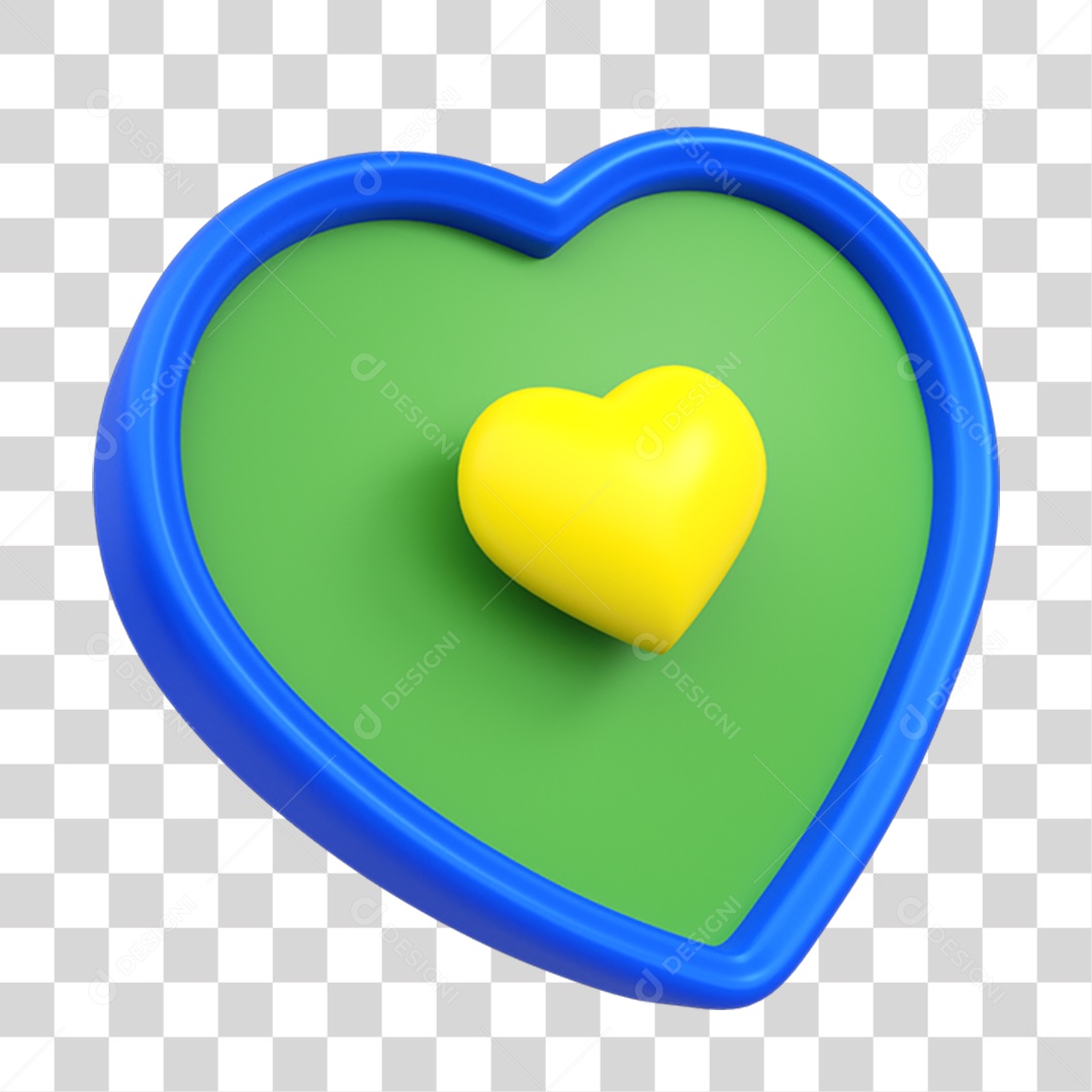 Elemento 3D Placa Coração PNG Transparente
