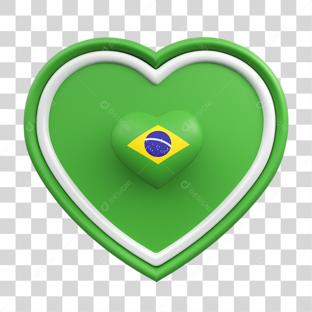 Elemento 3D Caixa de Mensagem Bandeira do Brasil PNG Transparente