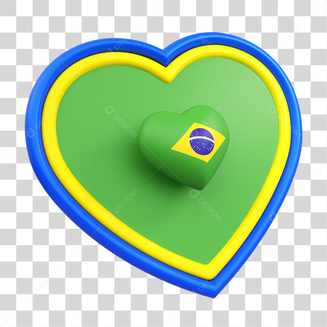 Elemento 3D Caixa de Mensagem Bandeira do Brasil PNG Transparente