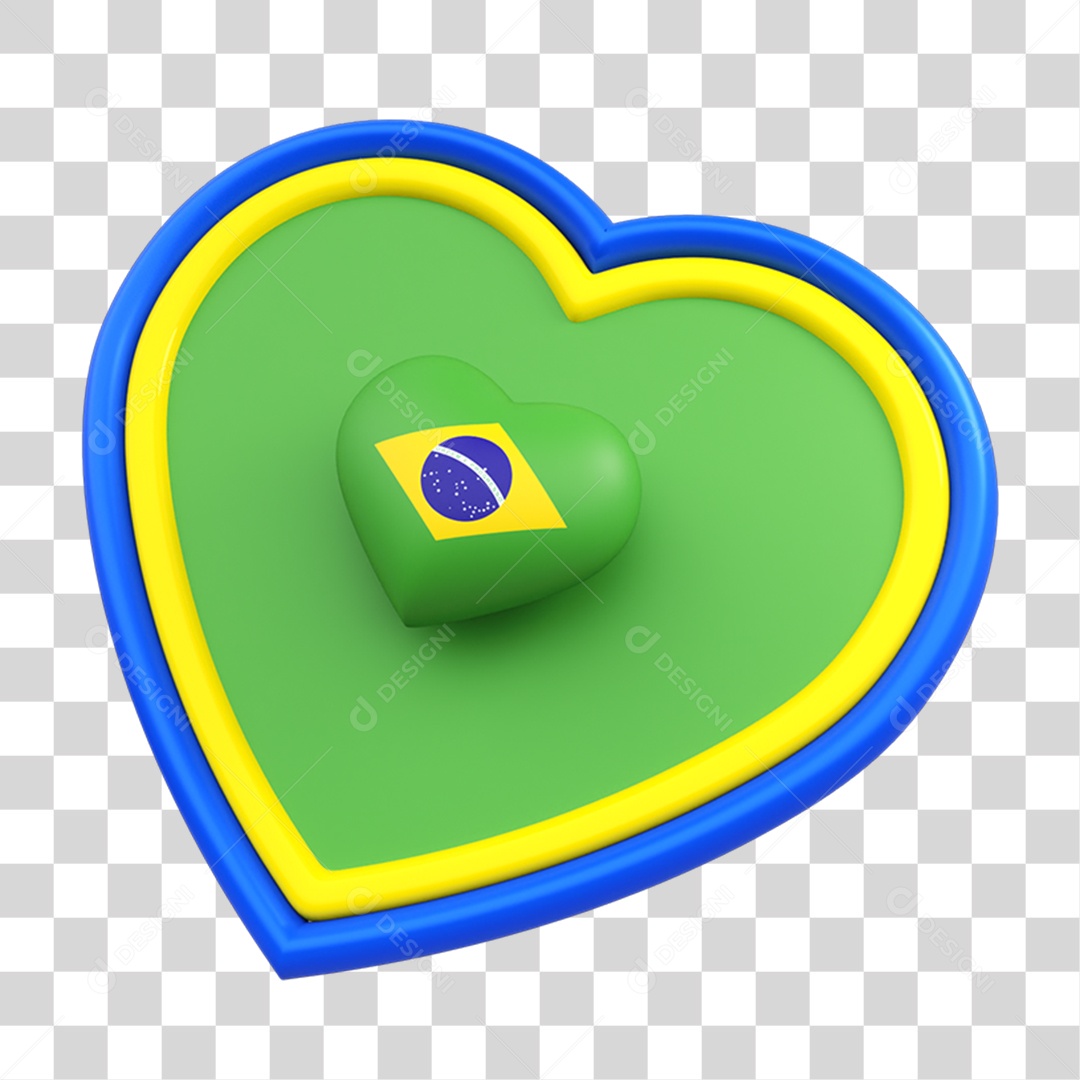 Elemento 3D Caixa de Mensagem Bandeira do Brasil PNG Transparente