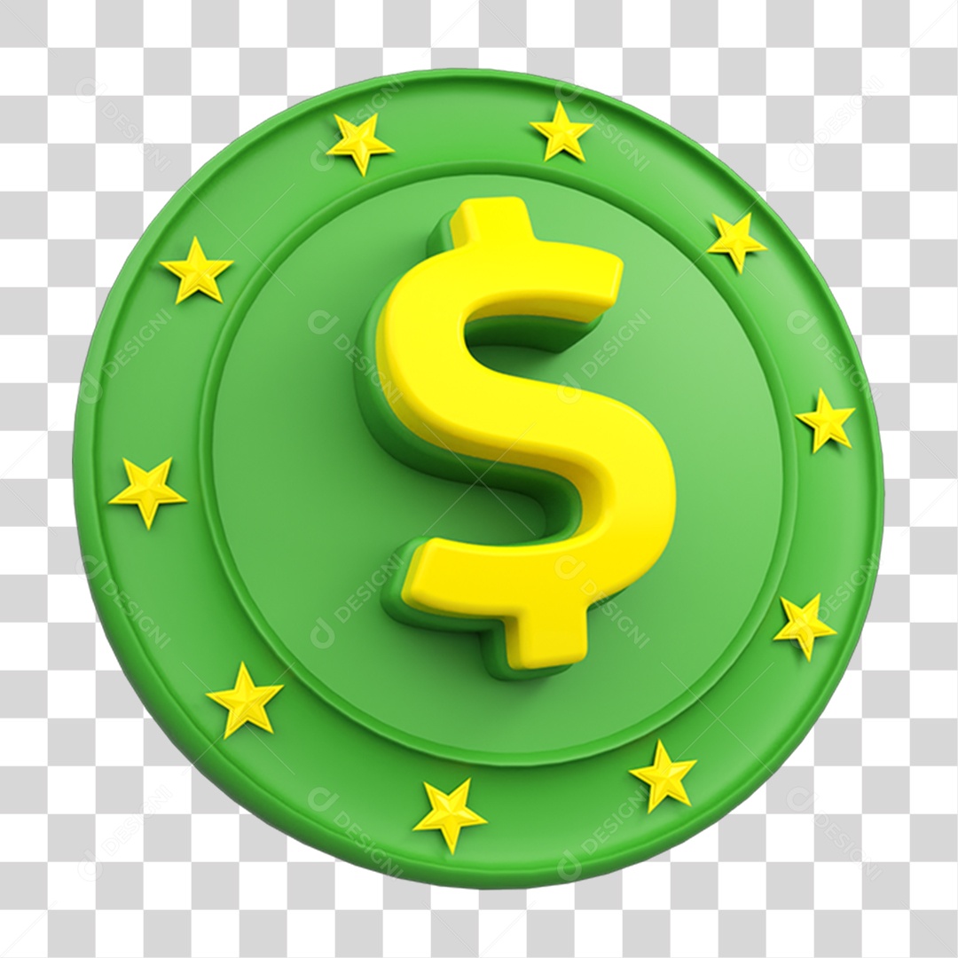 Elemento 3D Placa Símbolo Cifrão $ PNG Transparente