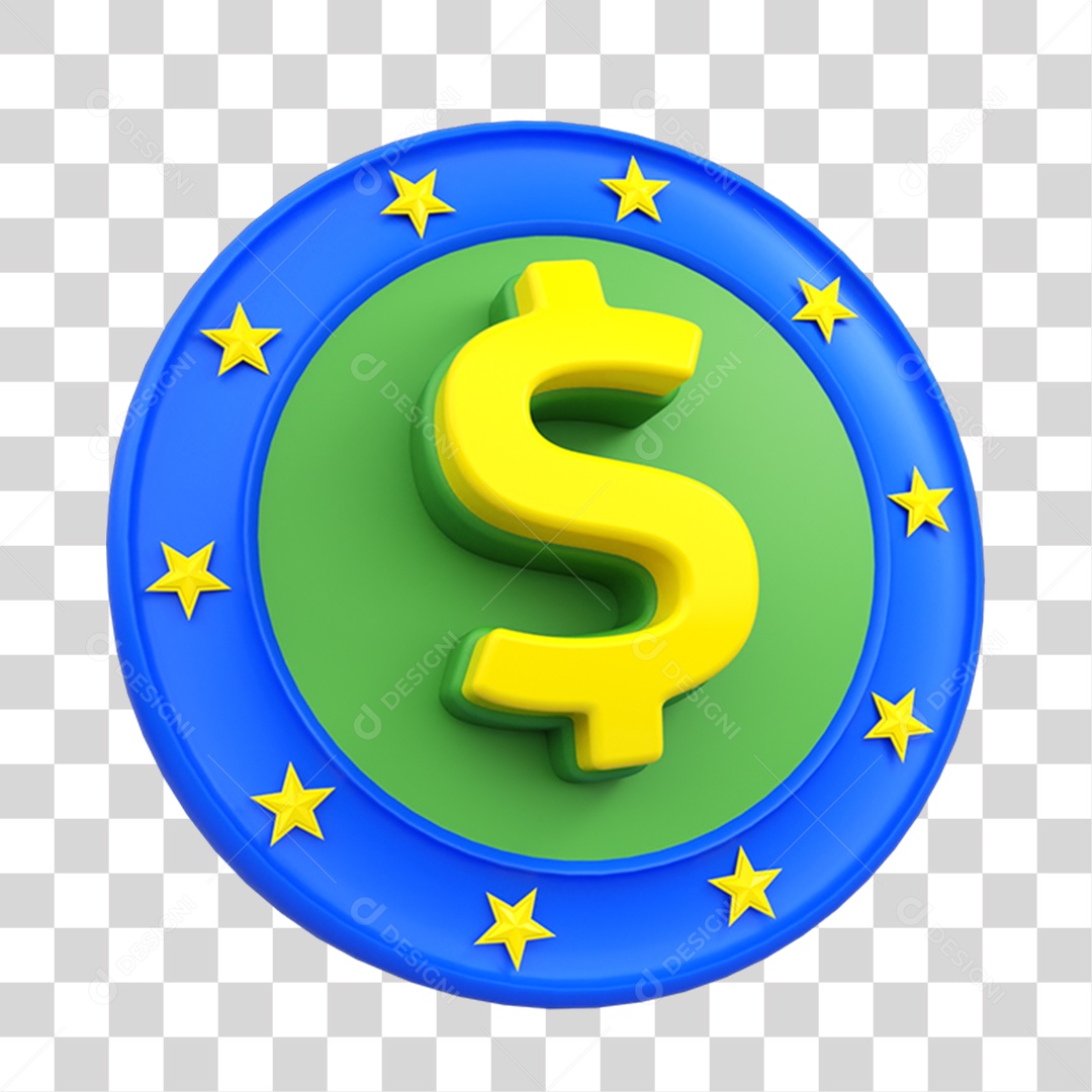 Elemento 3D Placa Símbolo Cifrão $ PNG Transparente