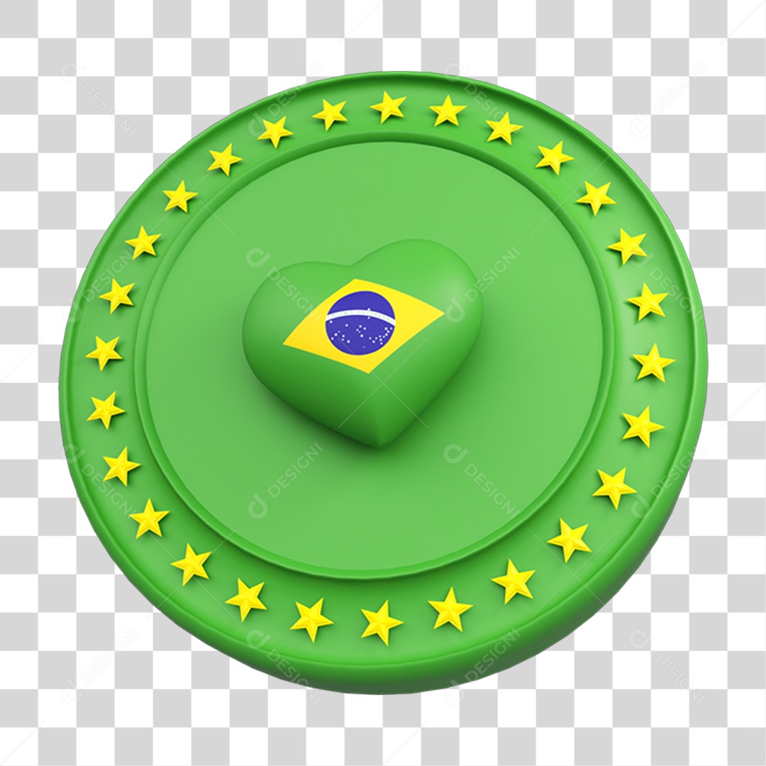 Elemento 3D Caixa de Mensagem Bandeira do Brasil PNG Transparente