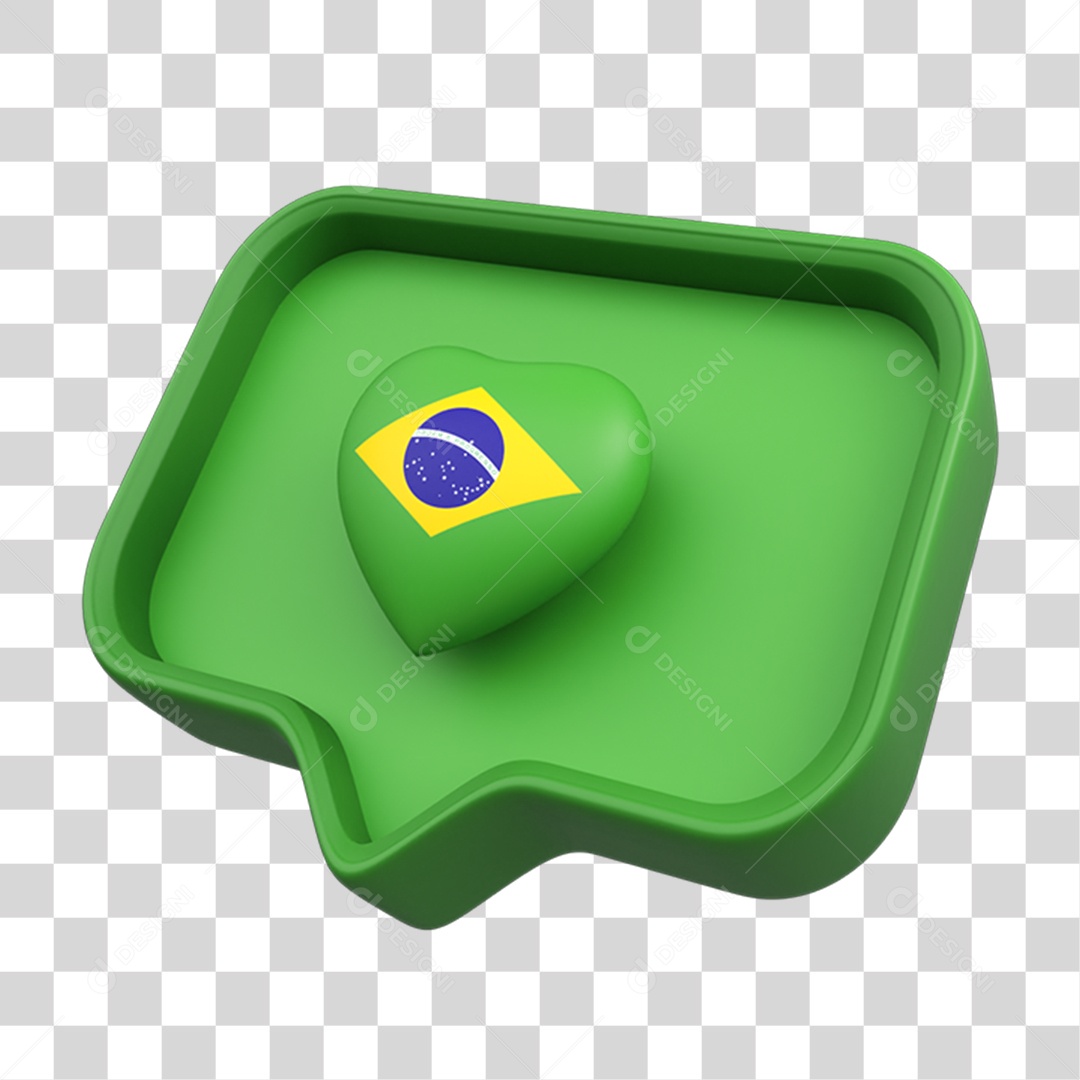Elemento 3D Caixa de Mensagem Bandeira do Brasil PNG Transparente