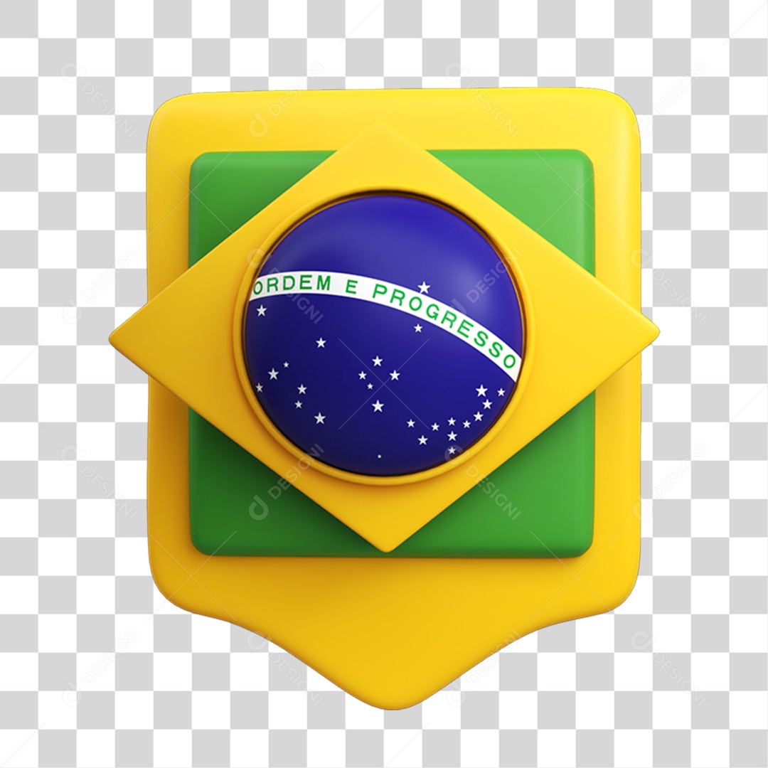 3D Element Message Box Flag of Brazil PNG Transparent