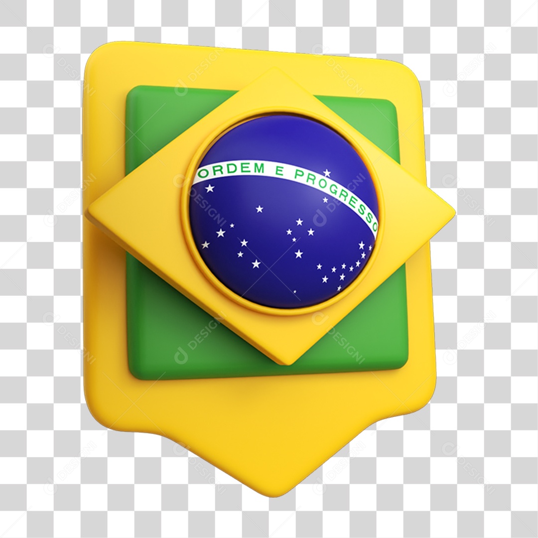 Elemento 3D Caixa de Mensagem Bandeira do Brasil PNG Transparente