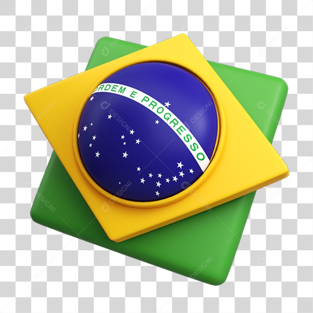 Elemento 3D Bandeira do Brasil PNG Transparente