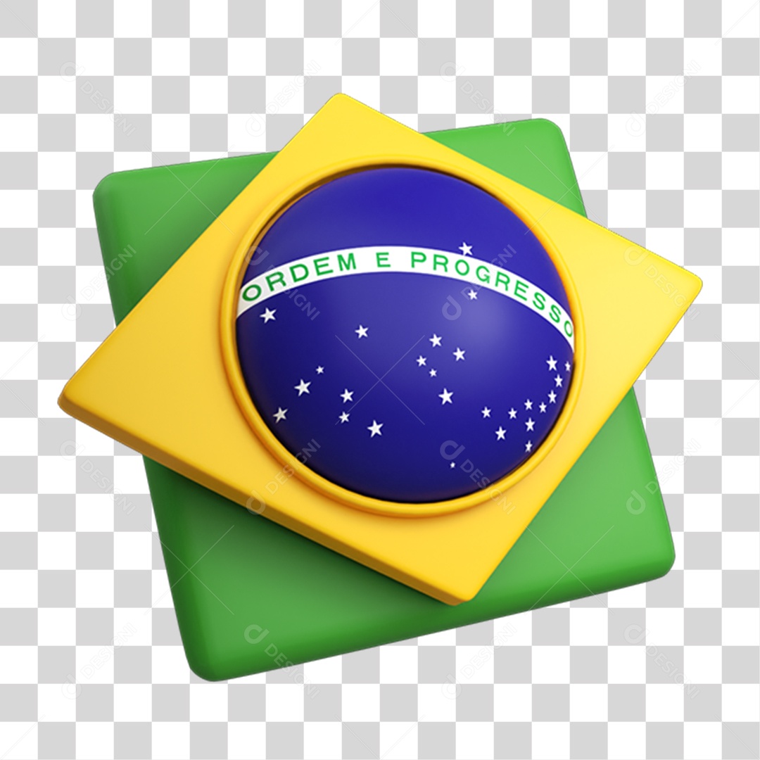 Elemento 3D Bandeira do Brasil PNG Transparente