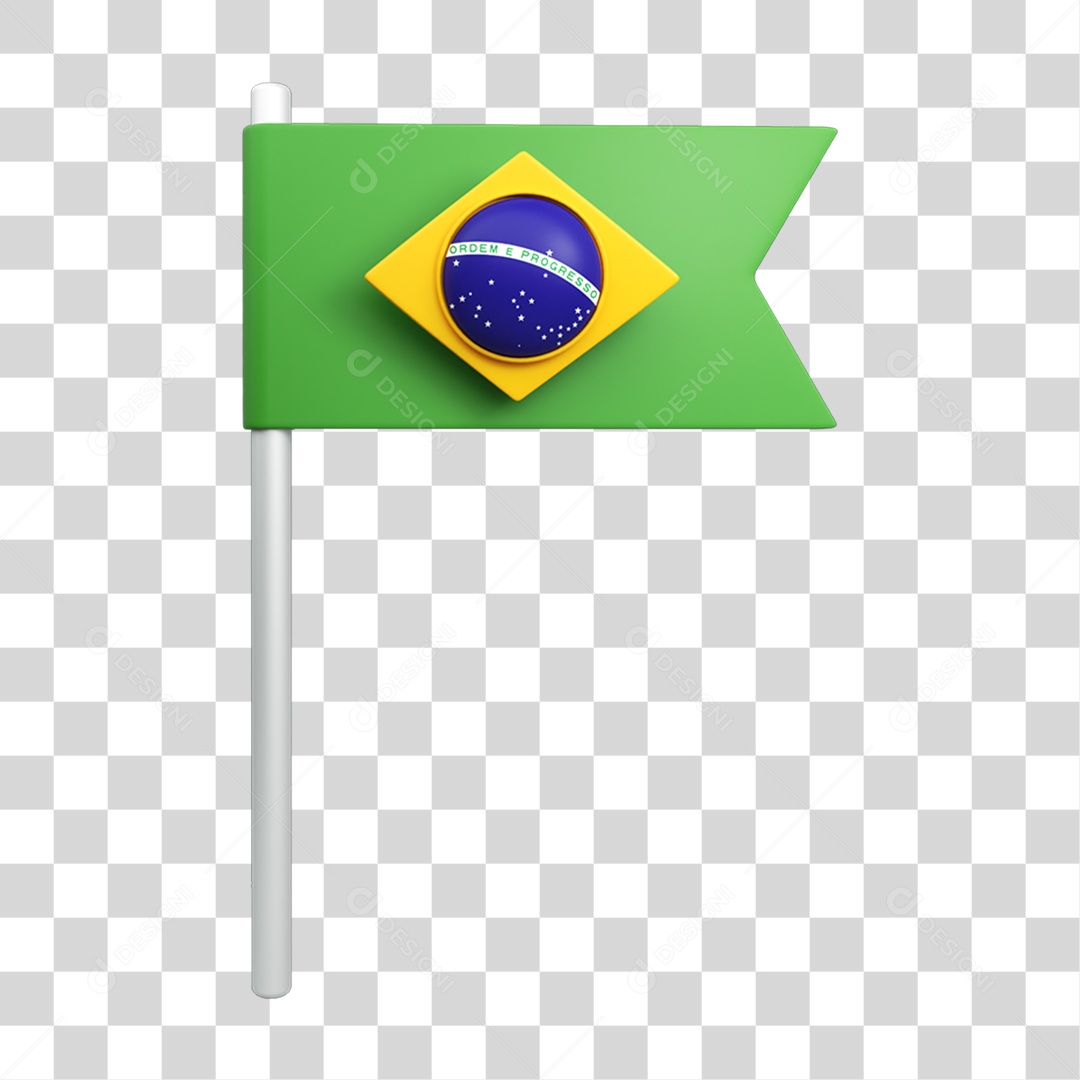 Elemento 3D Bandeira do Brasil PNG Transparente