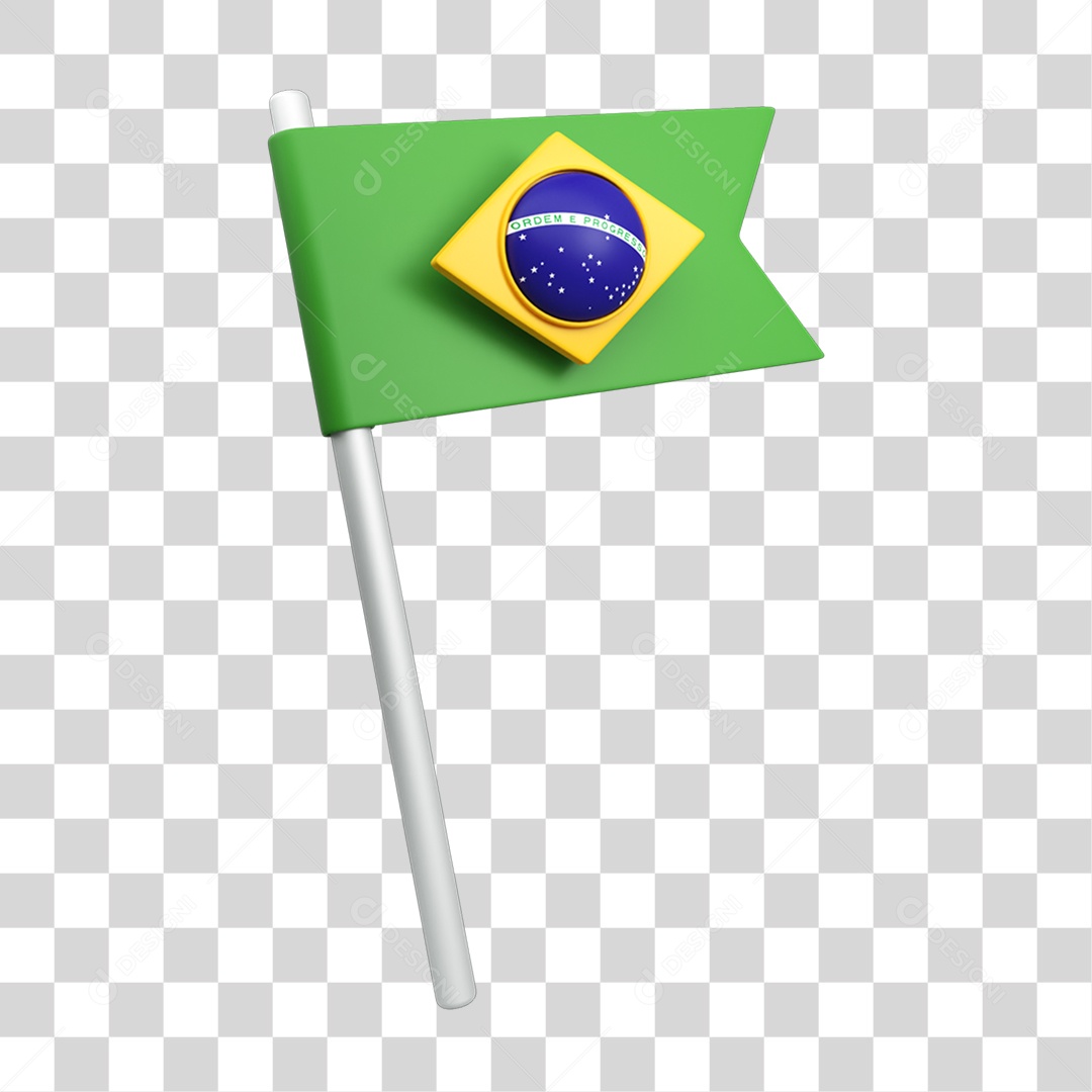 Elemento 3D Bandeira do Brasil PNG Transparente