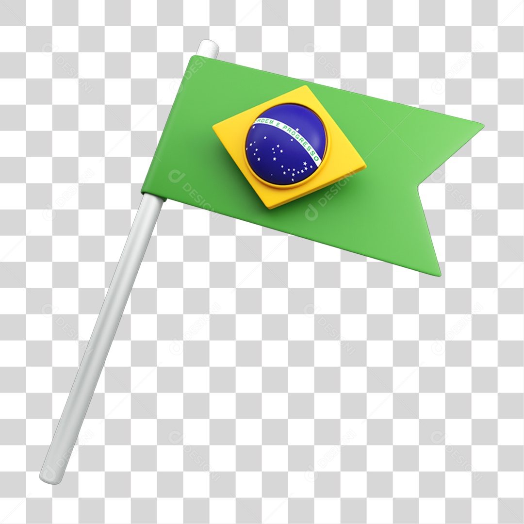 Elemento 3D Bandeira do Brasil PNG Transparente