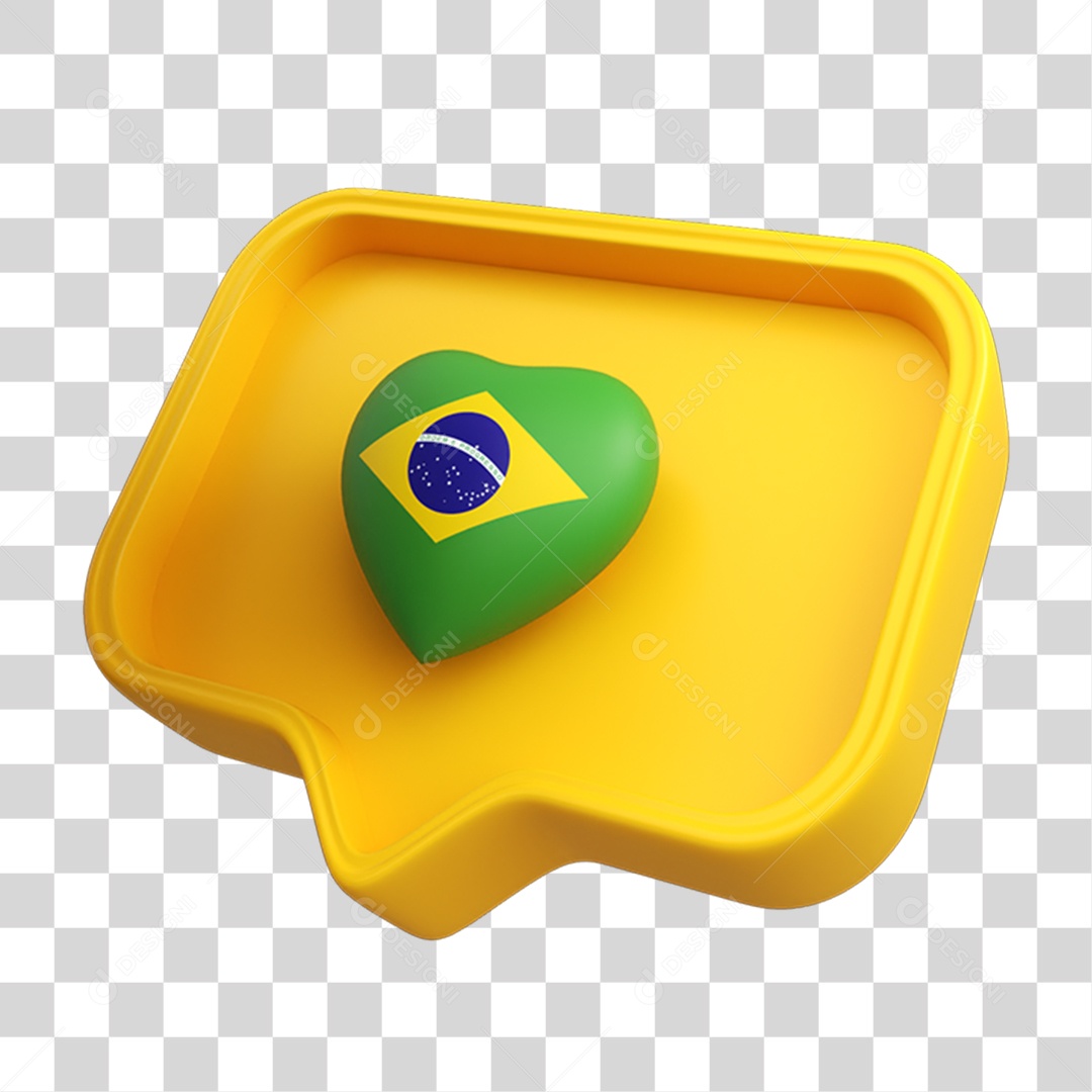 Elemento 3D Caixa de Mensagem Bandeira do Brasil PNG Transparente