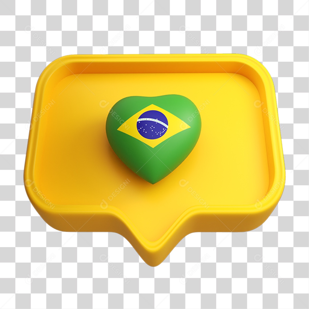 Elemento 3D Caixa de Mensagem Bandeira do Brasil PNG Transparente
