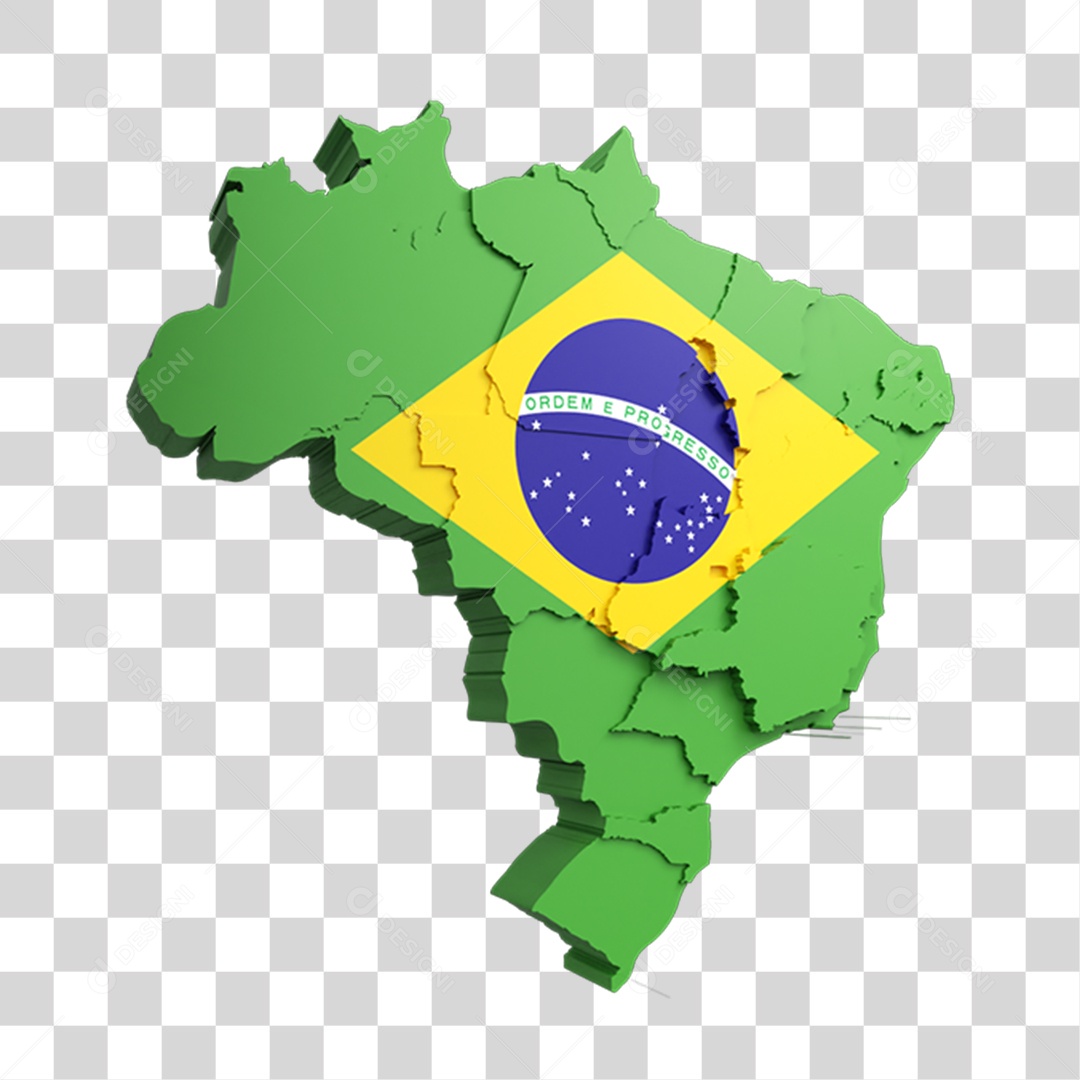 Elemento 3D Mapa do Brasil PNG Transparente