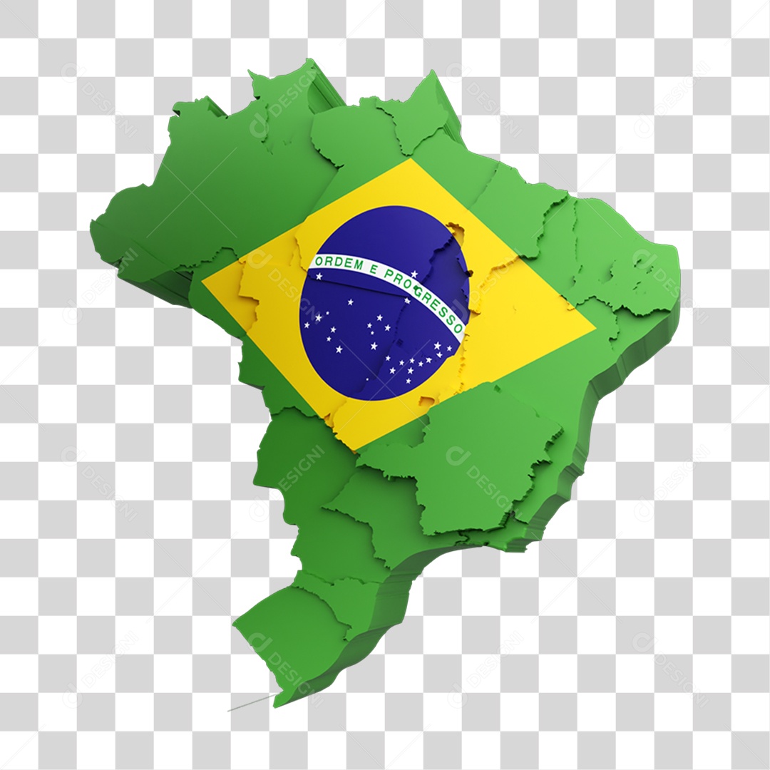 Elemento 3D Mapa do Brasil PNG Transparente