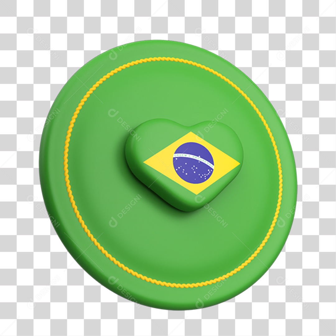 Elemento 3D Caixa de Mensagem Bandeira do Brasil PNG Transparente