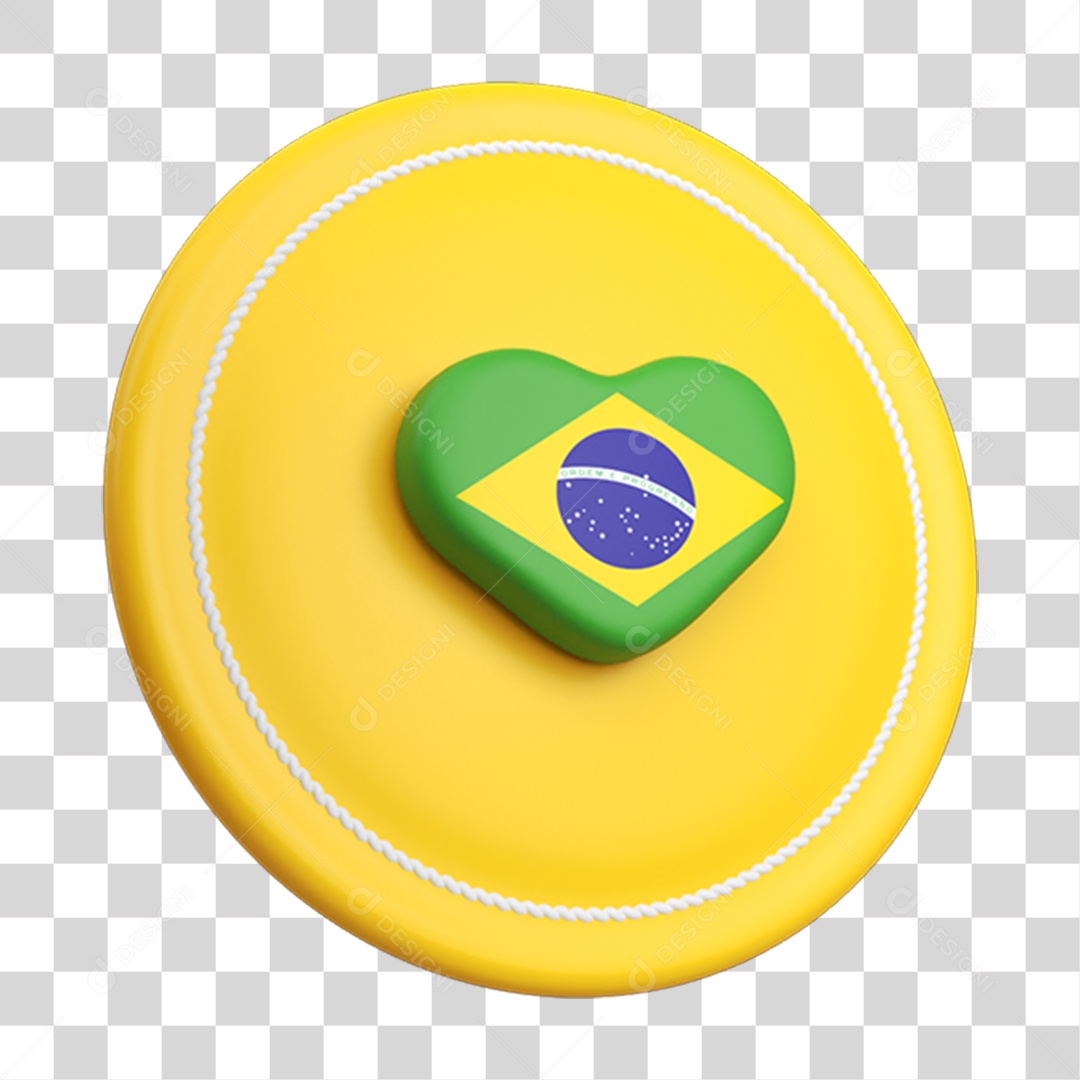 Elemento 3D Caixa de Mensagem Bandeira do Brasil PNG Transparente