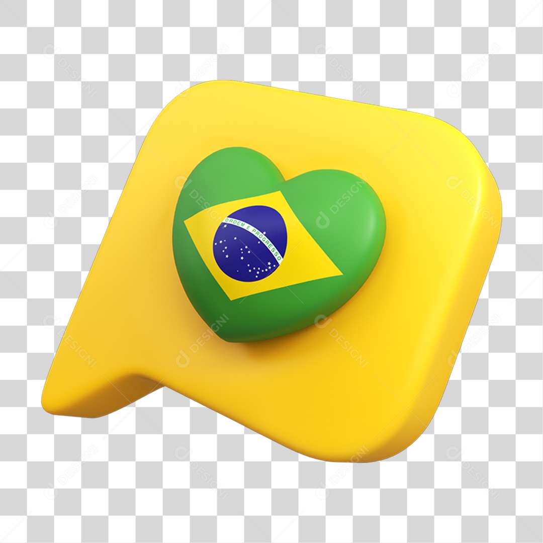 Elemento 3D Caixa de Mensagem Bandeira do Brasil PNG Transparente