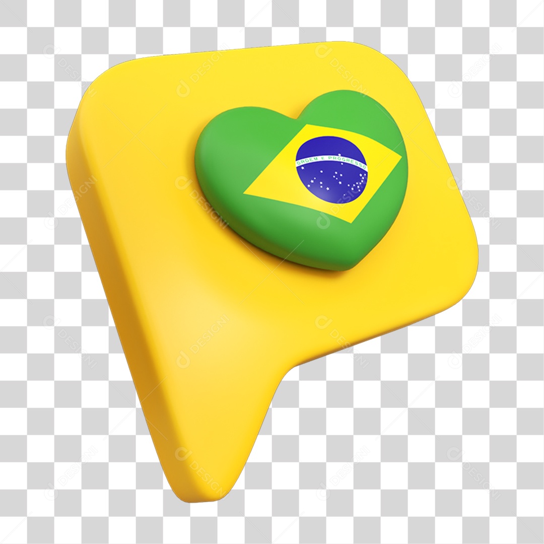 3D Element Message Box Flag of Brazil PNG Transparent