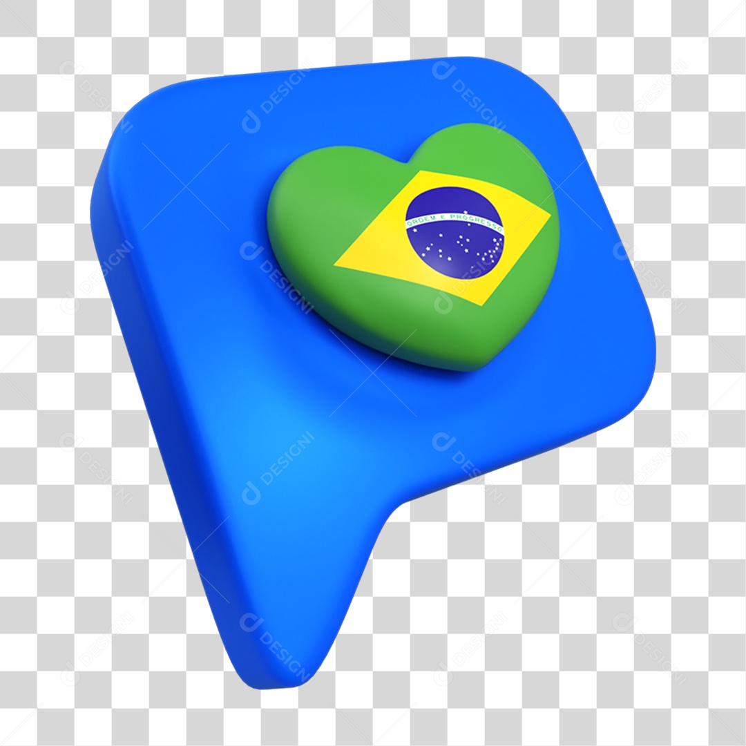 Elemento 3D Caixa de Mensagem Bandeira do Brasil PNG Transparente