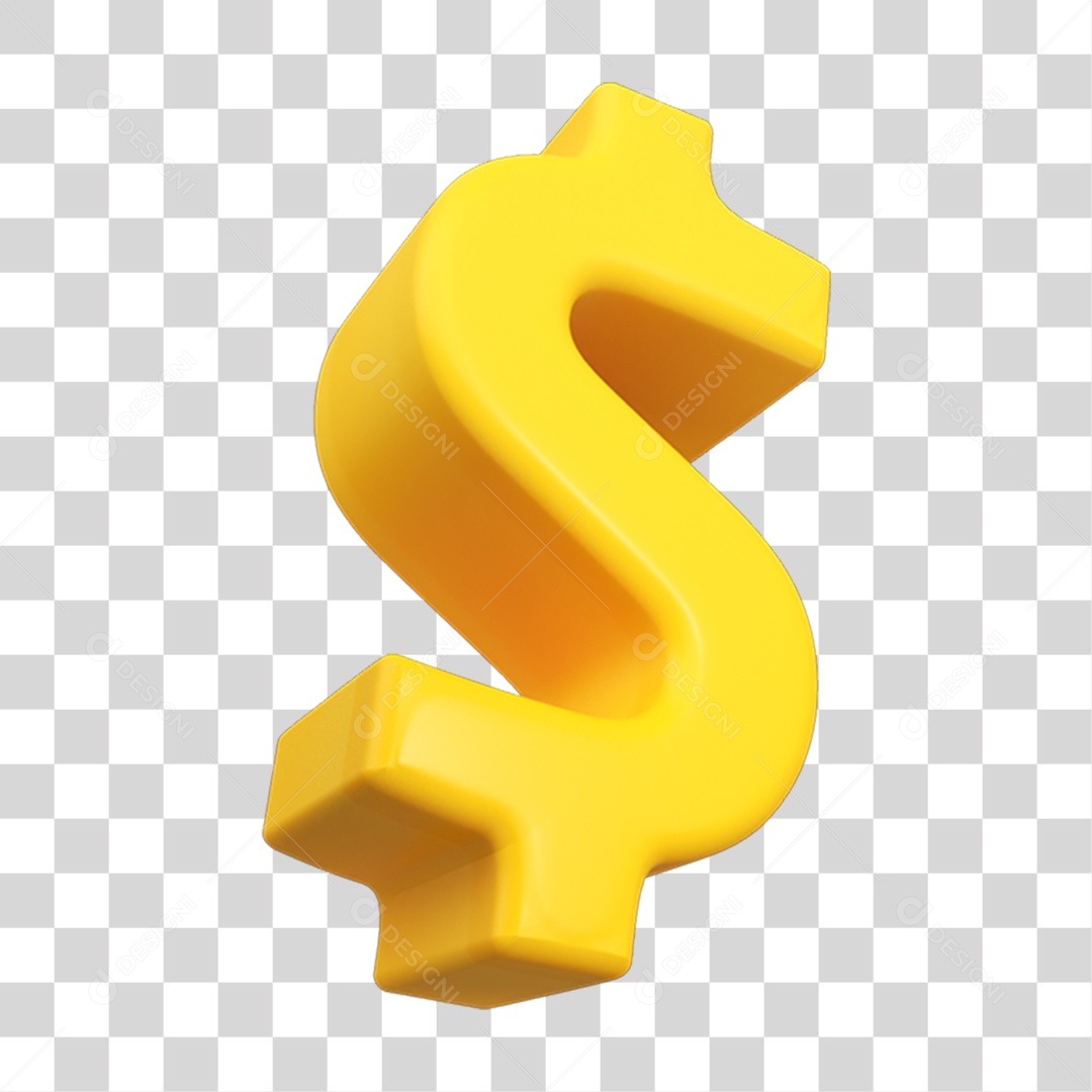 Elemento 3D Símbolo Cifrão $ PNG Transparente