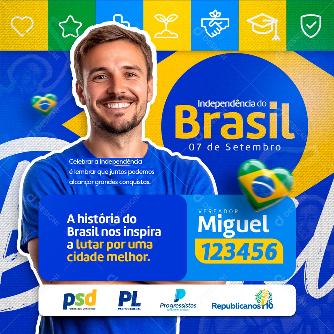 Dia da Independência do Brasil 07 de Setembro Social Media PSD Editável