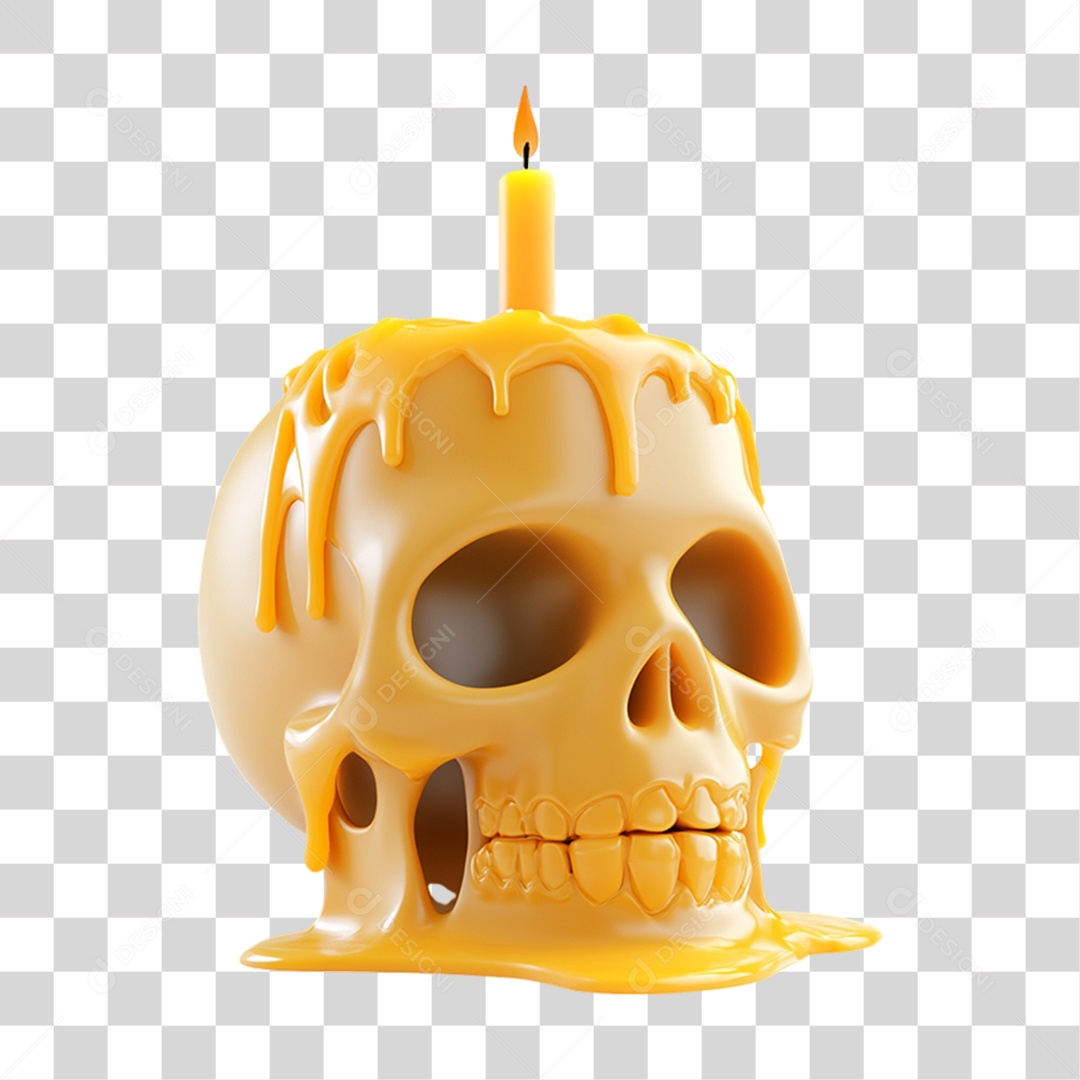Elemento 3D Caveira do Halloween PNG Transparente