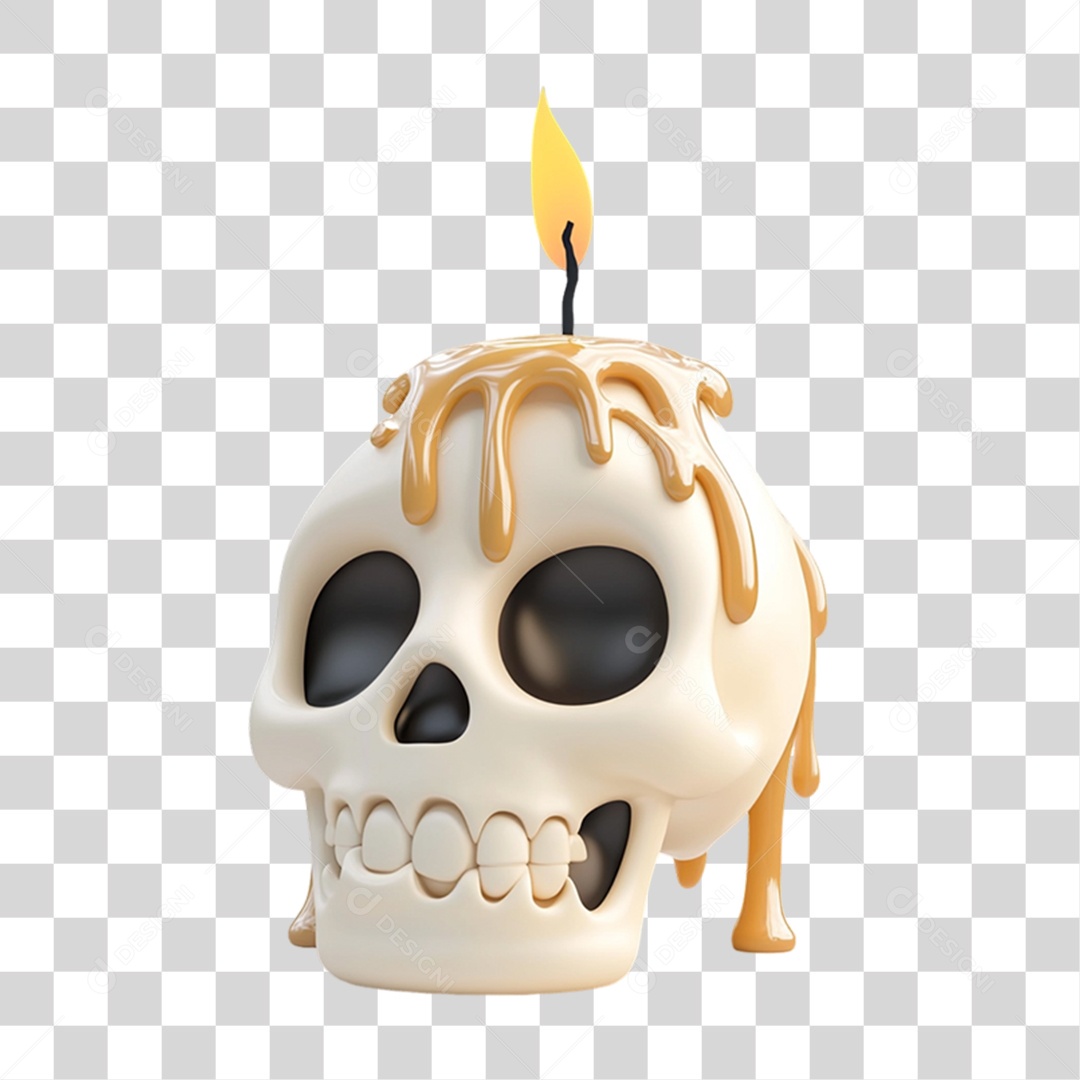 Elemento 3D Caveira do Halloween PNG Transparente