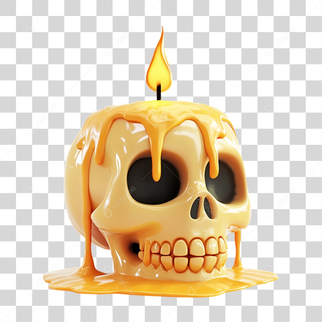 Elemento 3D Caveira do Halloween PNG Transparente