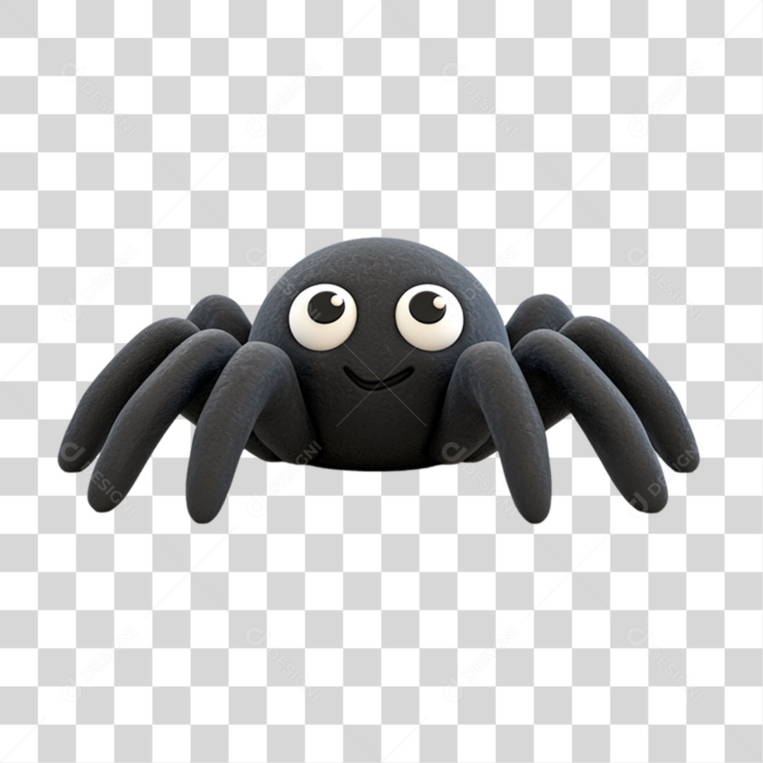 Elemento 3D Boneco Aranha do Halloween PNG Transparente