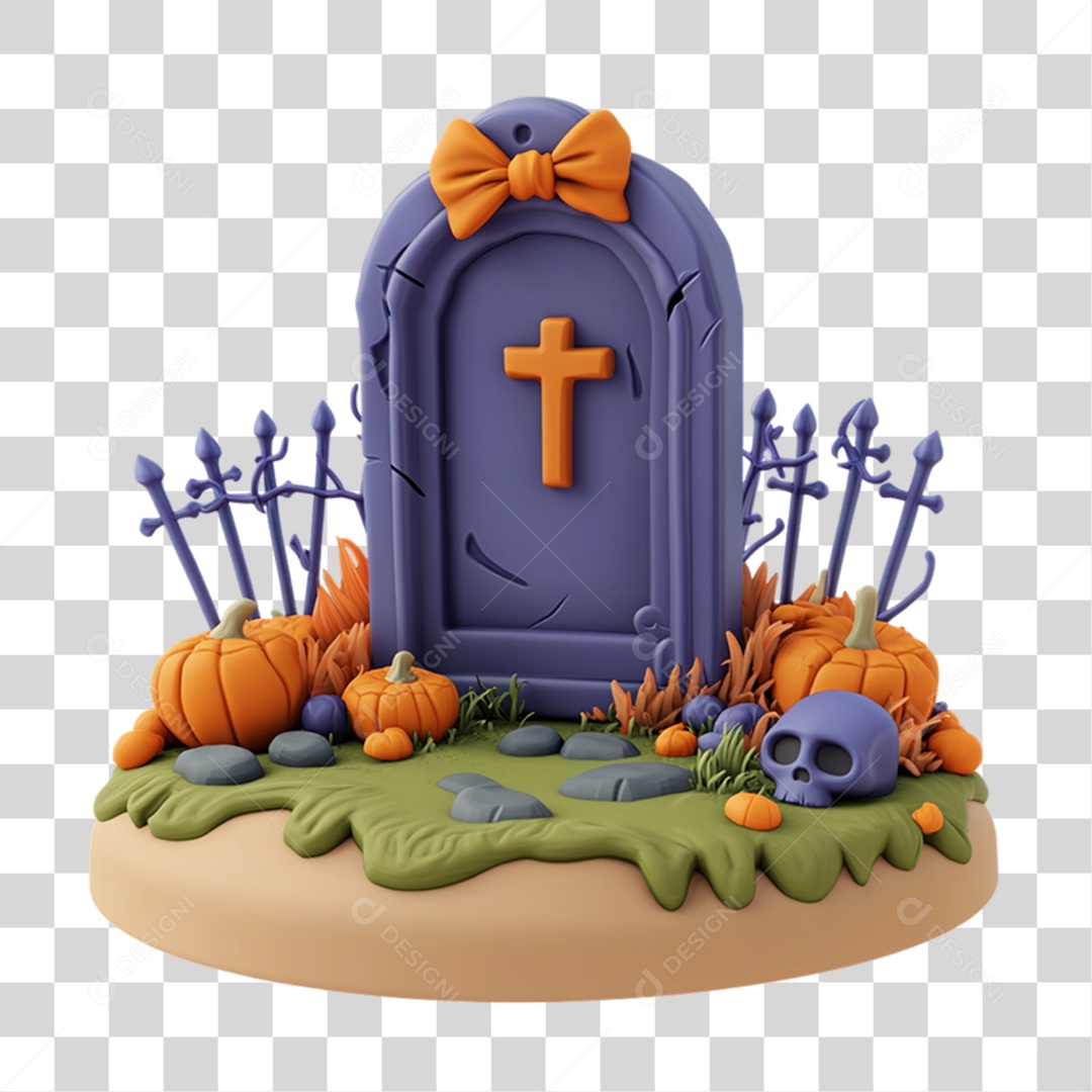 Elemento 3D Túmulo do Halloween PNG Transparente