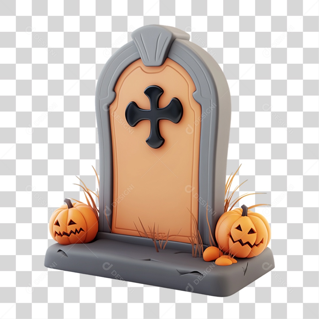 Elemento 3D Túmulo do Halloween PNG Transparente