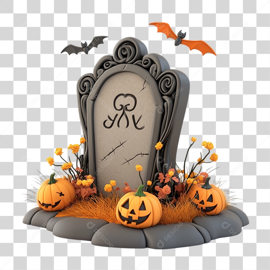 Elemento 3D Túmulo do Halloween PNG Transparente