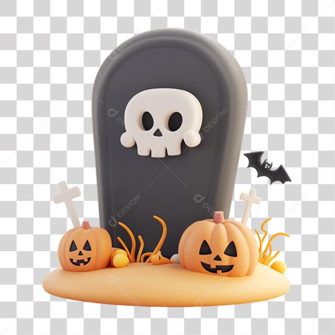 Elemento 3D Túmulo do Halloween PNG Transparente