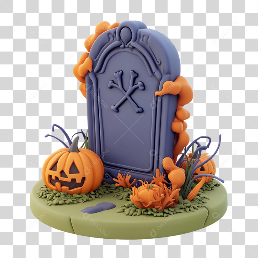 Elemento 3D Túmulo do Halloween PNG Transparente