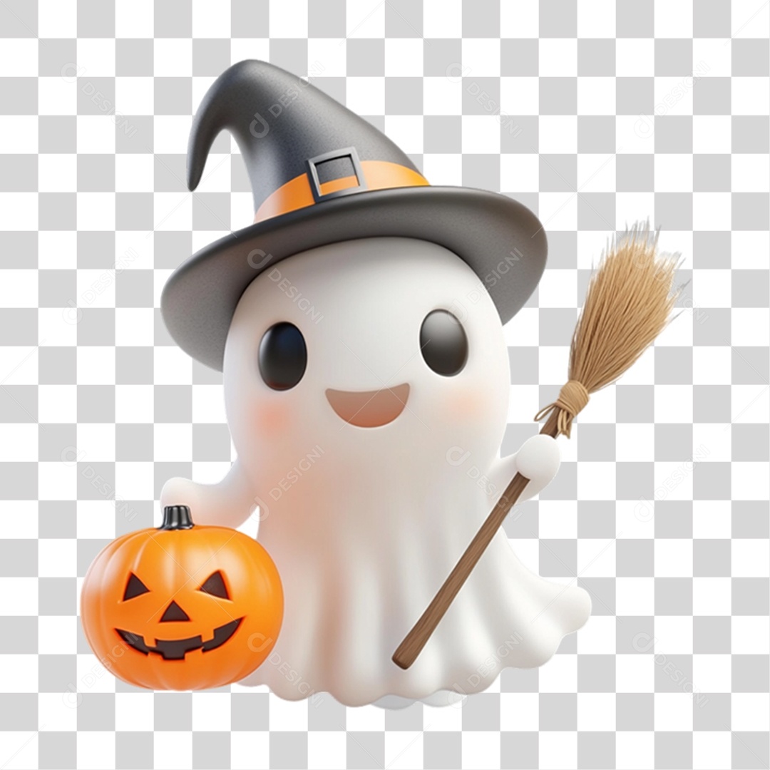 Elemento 3D Fantasma do Halloween PNG Transparente