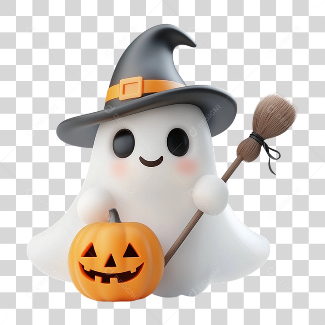 Elemento 3D Fantasma do Halloween PNG Transparente