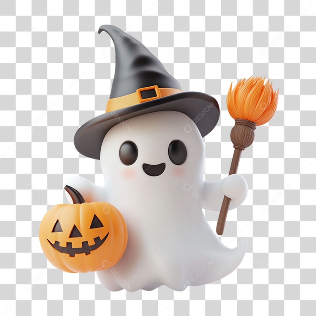 Elemento 3D Fantasma do Halloween PNG Transparente