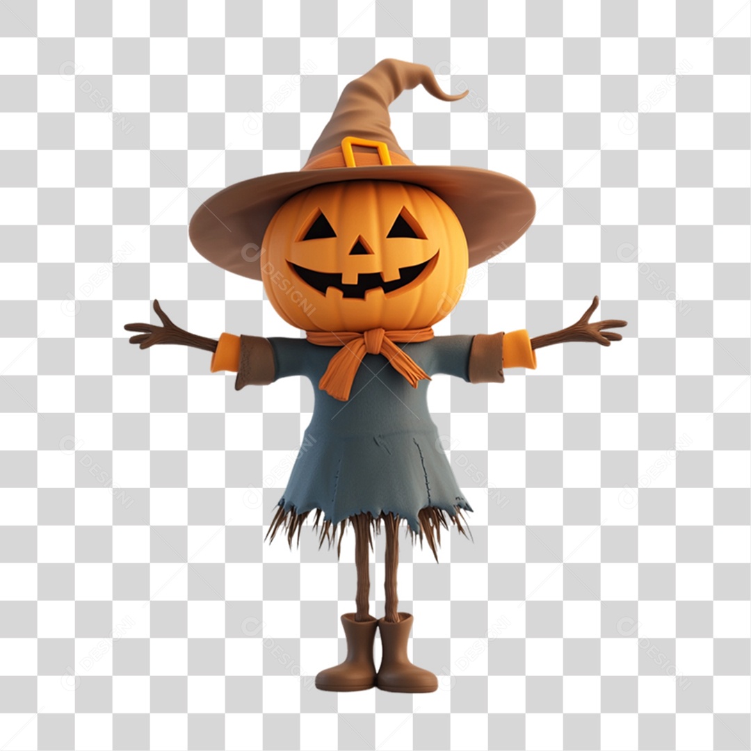 Elemento 3D Boneco do Halloween PNG Transparente