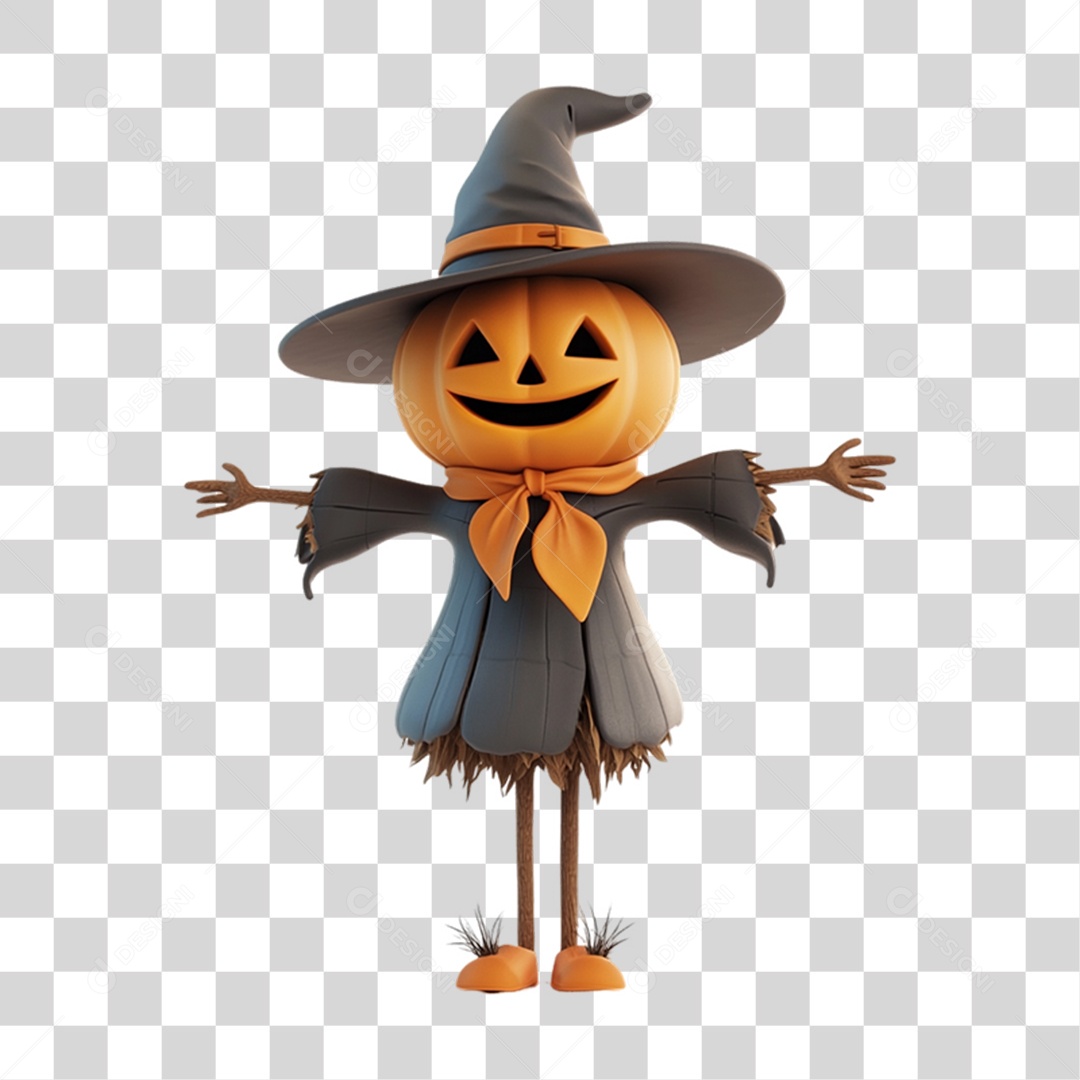 Elemento 3D Boneco do Halloween PNG Transparente