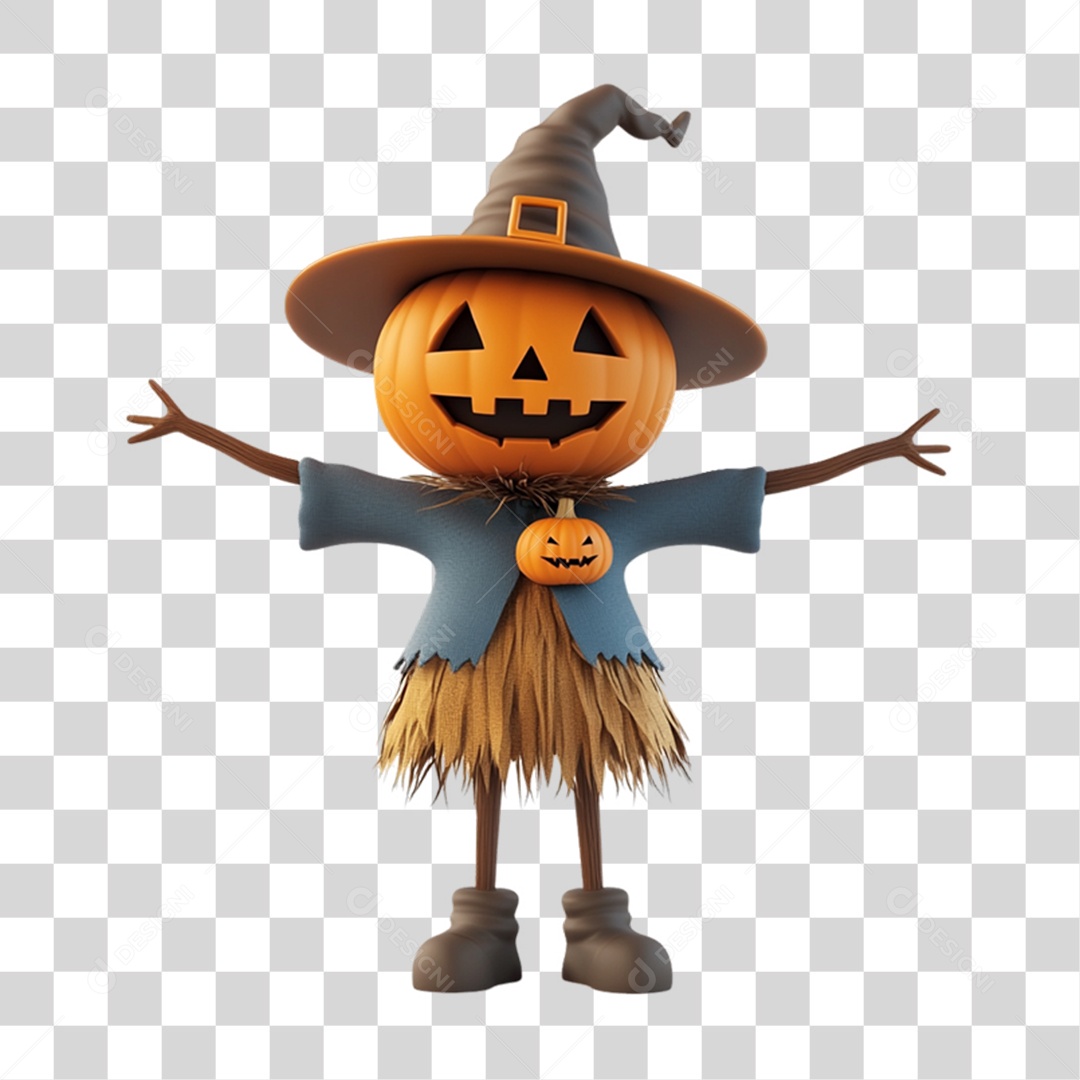 Elemento 3D Boneco do Halloween PNG Transparente