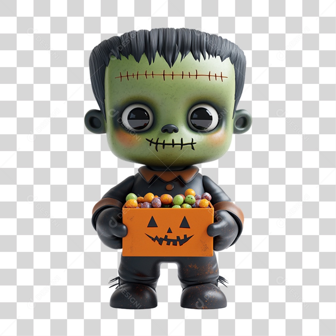 Elemento 3D Boneco do Halloween PNG Transparente