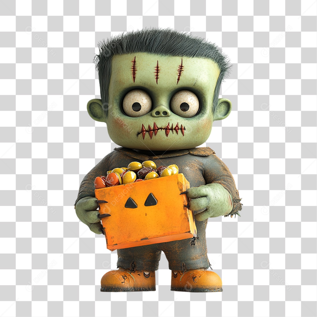 Elemento 3D Boneco do Halloween PNG Transparente