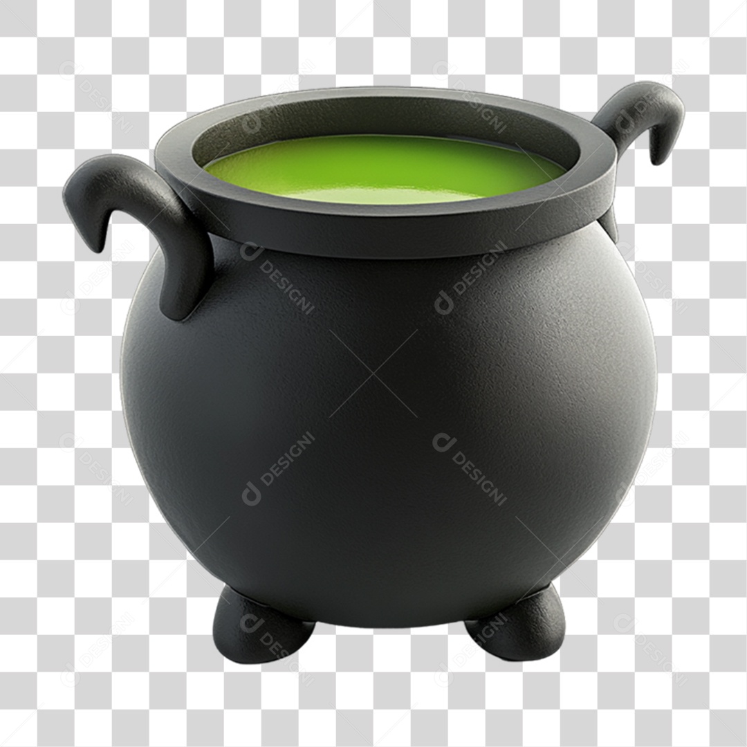 Elemento 3D Caldeirão do Halloween PNG Transparente
