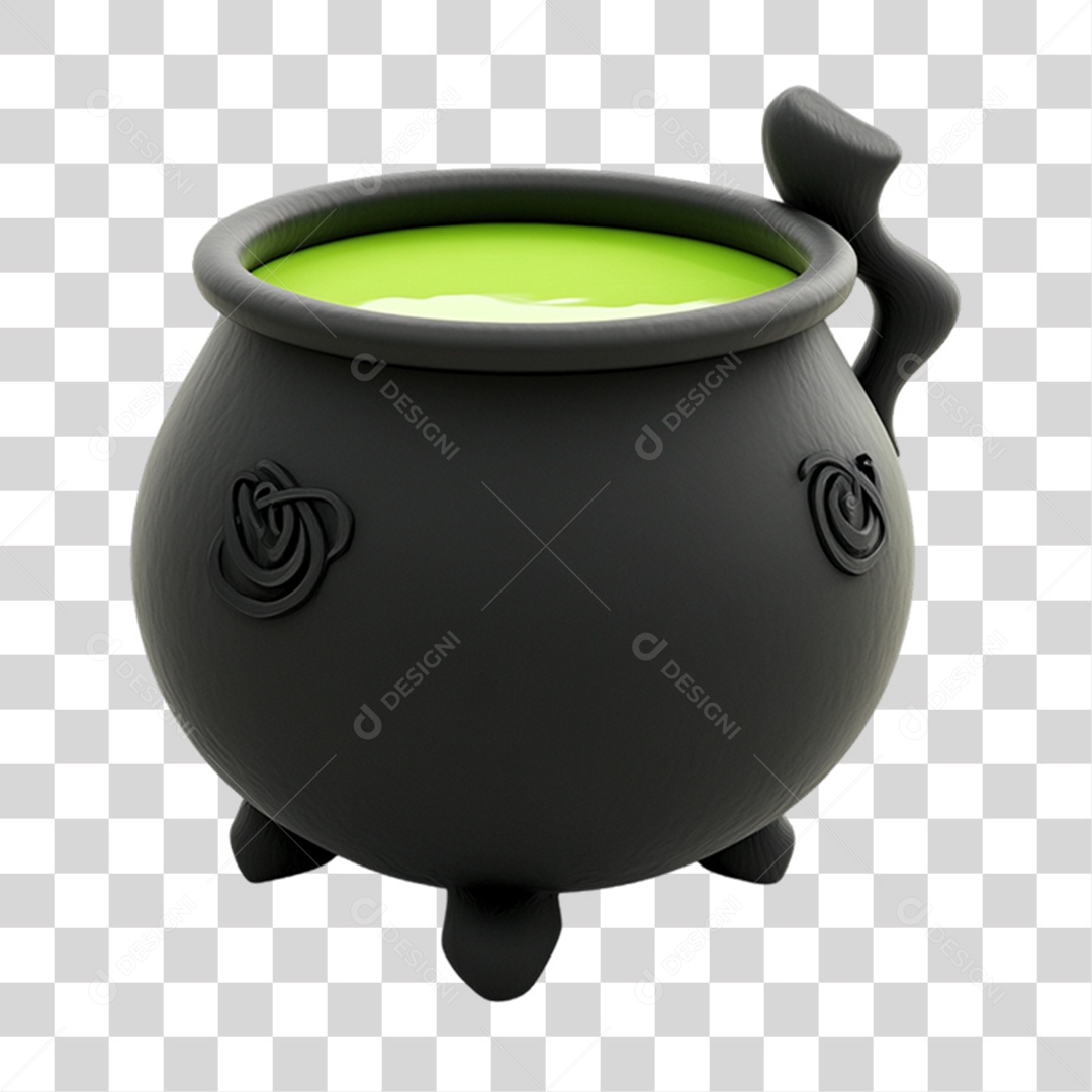 Elemento 3D Caldeirão do Halloween PNG Transparente