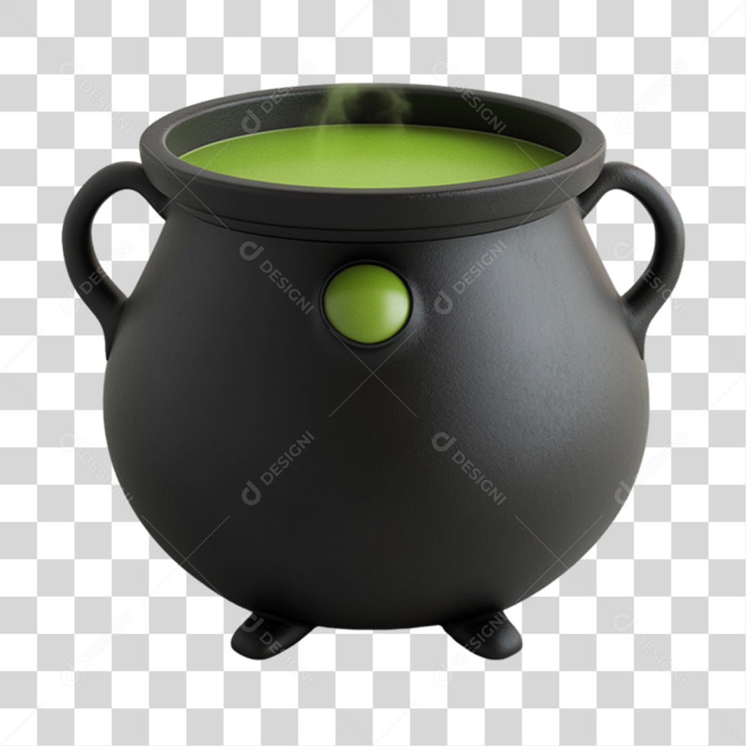 Elemento 3D Caldeirão do Halloween PNG Transparente