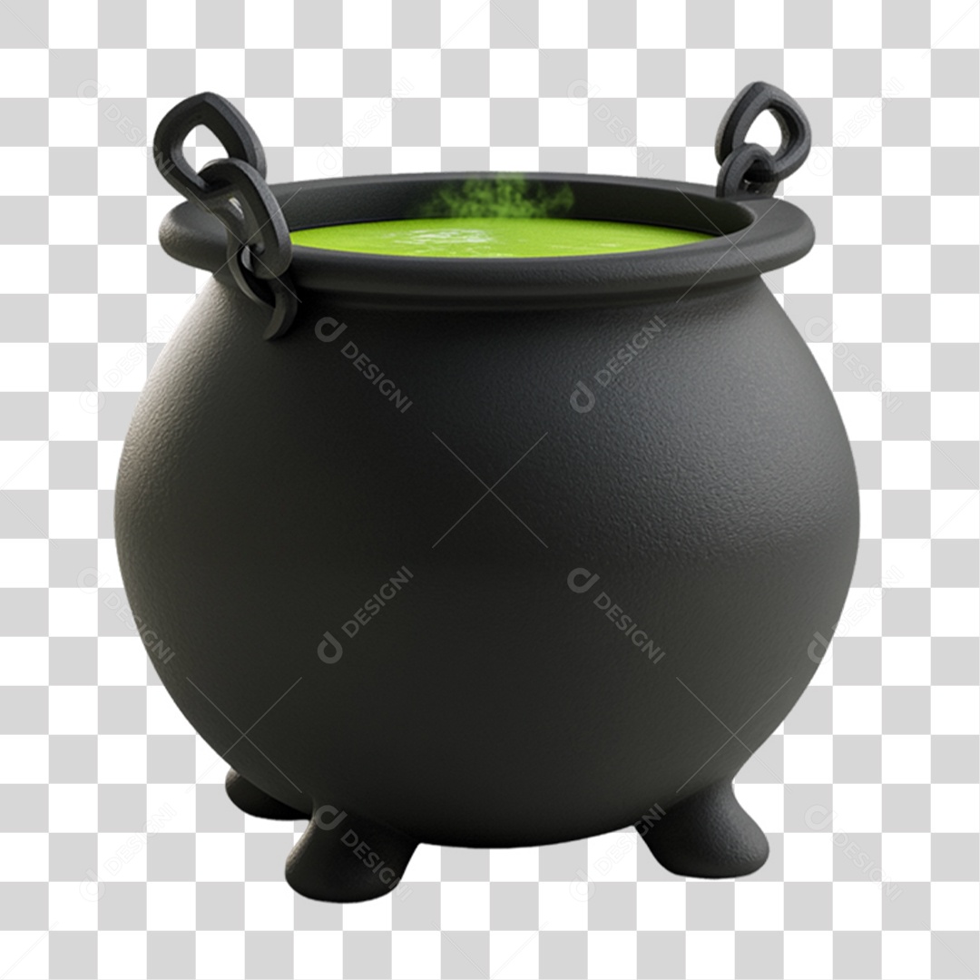 Elemento 3D Caldeirão do Halloween PNG Transparente