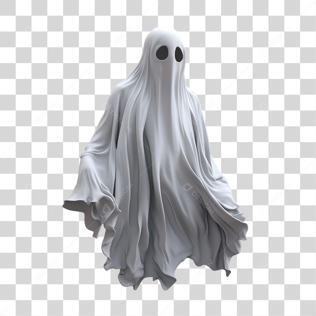 Elemento 3D Fantasma do Halloween PNG Transparente